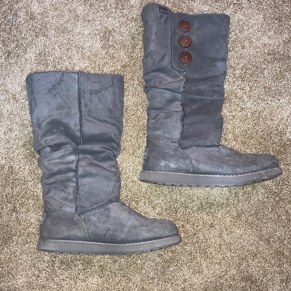 Sketchers Suede Knee-High Boots with Button Detail